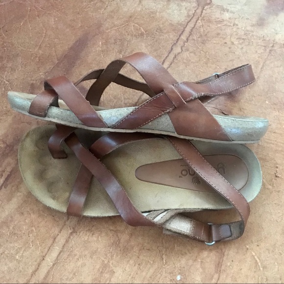 Yokono Strappy Tan Leather Sandals Women’s 7.5/8.5 - Picture 3 of 9